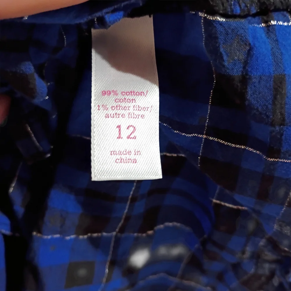 Fair Justice Girls Glittery Blue Star Plaid Long Sleeve Button‎ Up S/12 Cowgirl